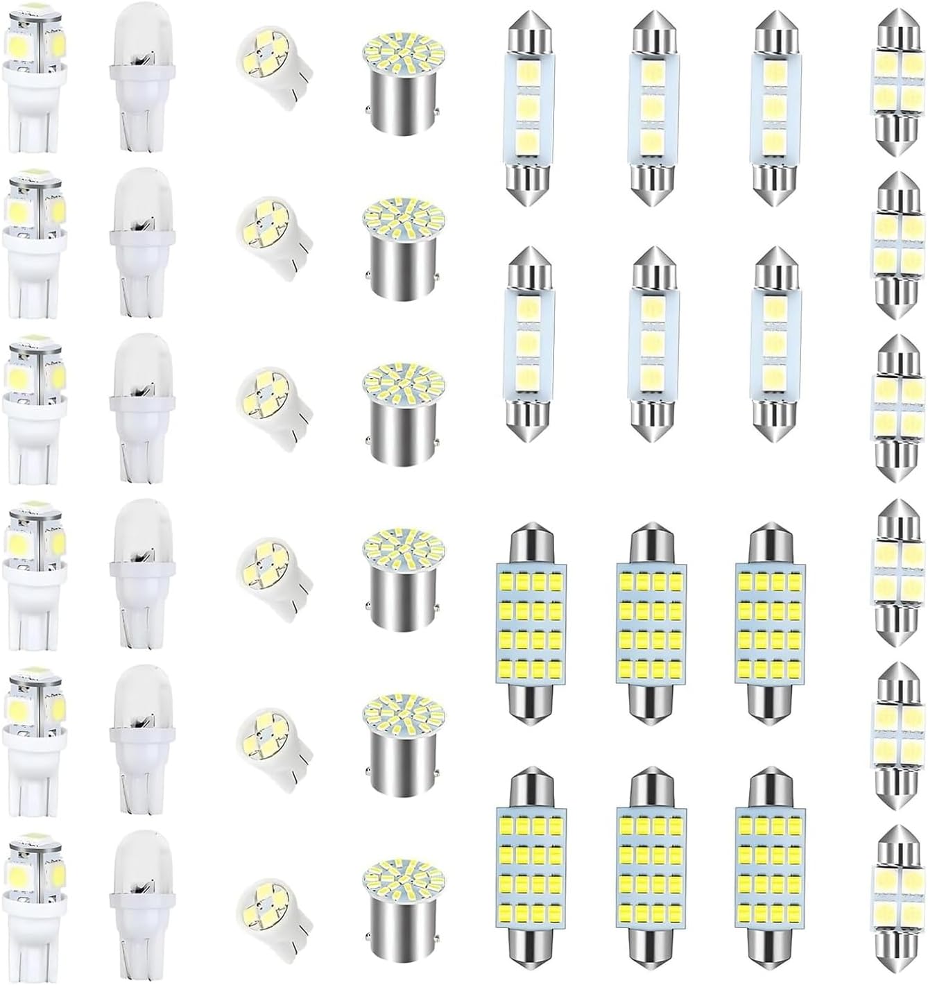 WZP 42PCS Car Interior LED Light Combination Set, T10 31mm 36mm 41mm LED Bulbs, Wide Angle Super Bright Light Bulb for Brake, Reading, License Plate, Map, Parking Lights (White)
