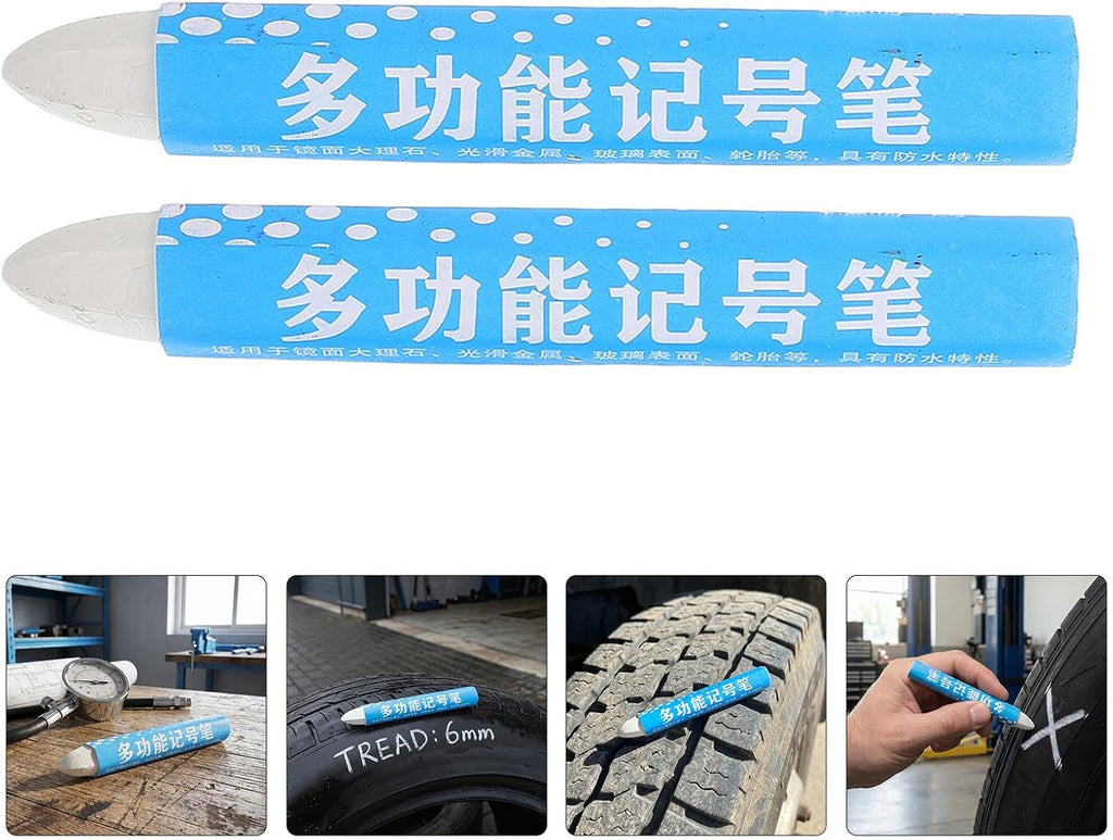 Holibanna 8pcs White Tire Markers Pen for Car Tires, Water-resistant and Wax-based with Lasting Markings, for Garage and Construction Site Use