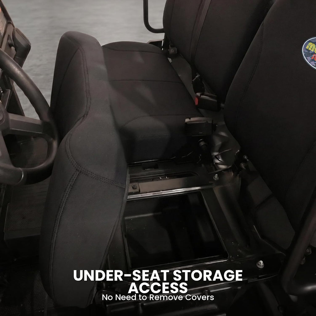 Padded Neoprene Seat Covers Compatible with Polaris Ranger Crew XP 1000 900 (2017-2026) 7pc Front + Rear Rows UTV Set, Black