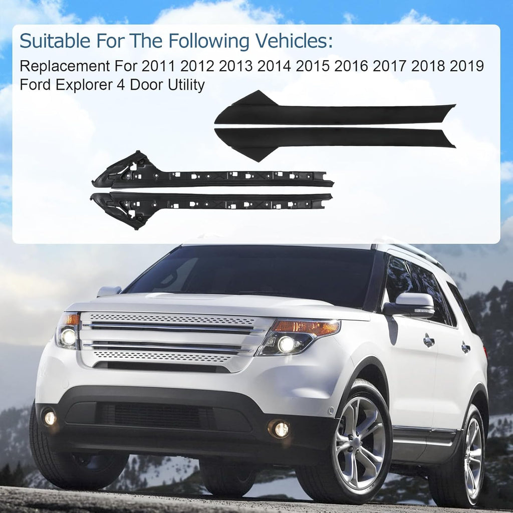 A-Pillar Molding Trim Kit Outer and Inner Trim Set Replacement for 2011-2019 Ford Explorer 4 Door Utility (Left & Right) Replaces 926-451 926-450
