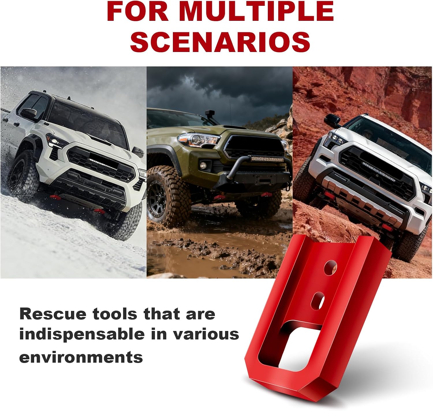 Front Tow Hook for Tacoma, 2 Pack Red T6061 Aluminum Recovery Hooks, Bolt-On Fit for Tacoma 2024–2026, 4Runner 2025–2026, Land Cruiser 250 2024–2025