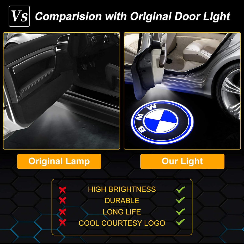 4 Pack Never Fade HD Car Door Lights Logo Projector LED Welcome Lights Accessories, Compatible with BMW X1/X2/X3/X4/X5/X6/X7, M, Z, and GT Series Models
