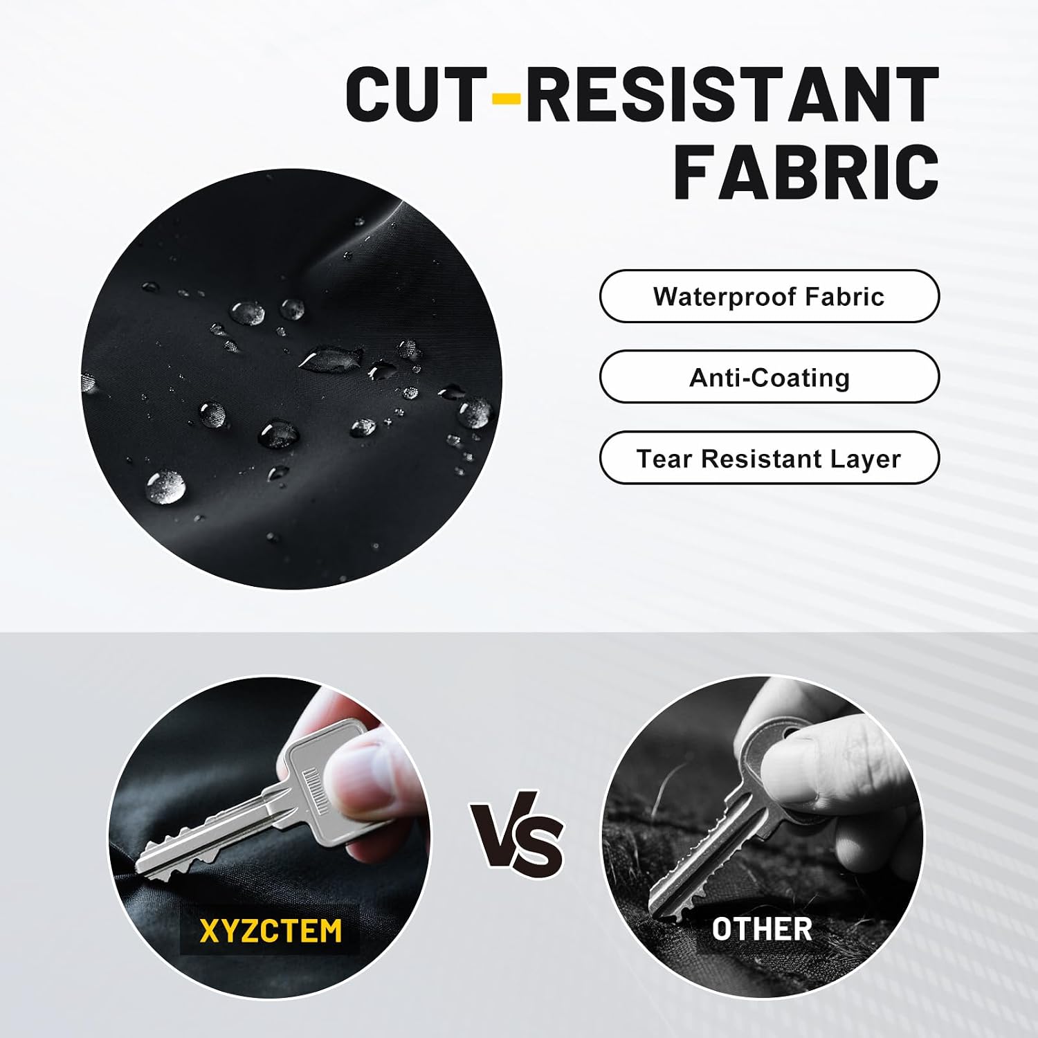 XYZCTEM Motorcycle Cover All Season Waterproof Outdoor Protection, Fit up to 116 Inch Tour Bikes, Choppers and Cruisers – Protect Against Dust, Debris, Rain and Weather (Black and Orange)