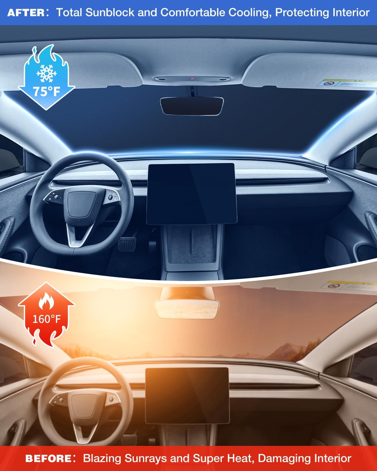 Custom Fit Windshield Sun Shade for Chevrolet Silverado & GMC Sierra 1500/2500/3500 (2019–2026), Edge-to-Edge No-Gap Fit, Blocks Heat & UV, Step Into a Cooler Truck