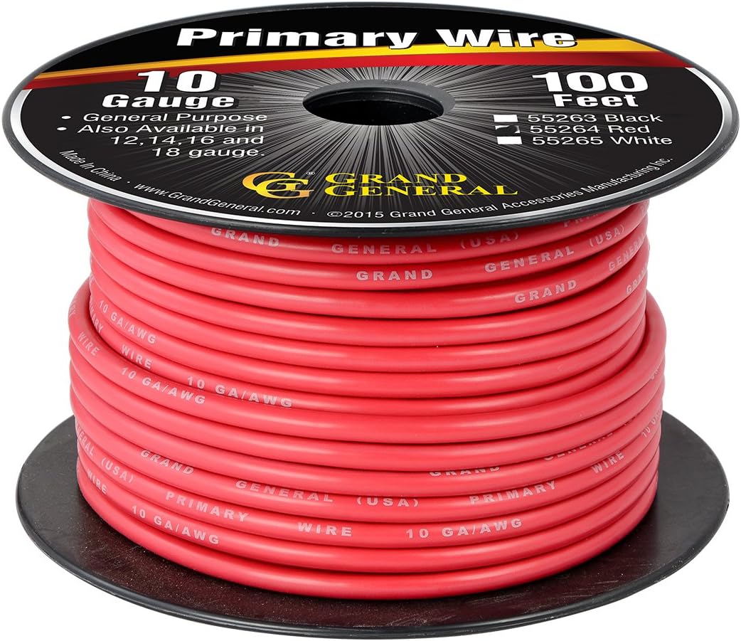 GG Grand General 55264 Primary Wire 100ft Roll with Spool for Trucks, Automobile