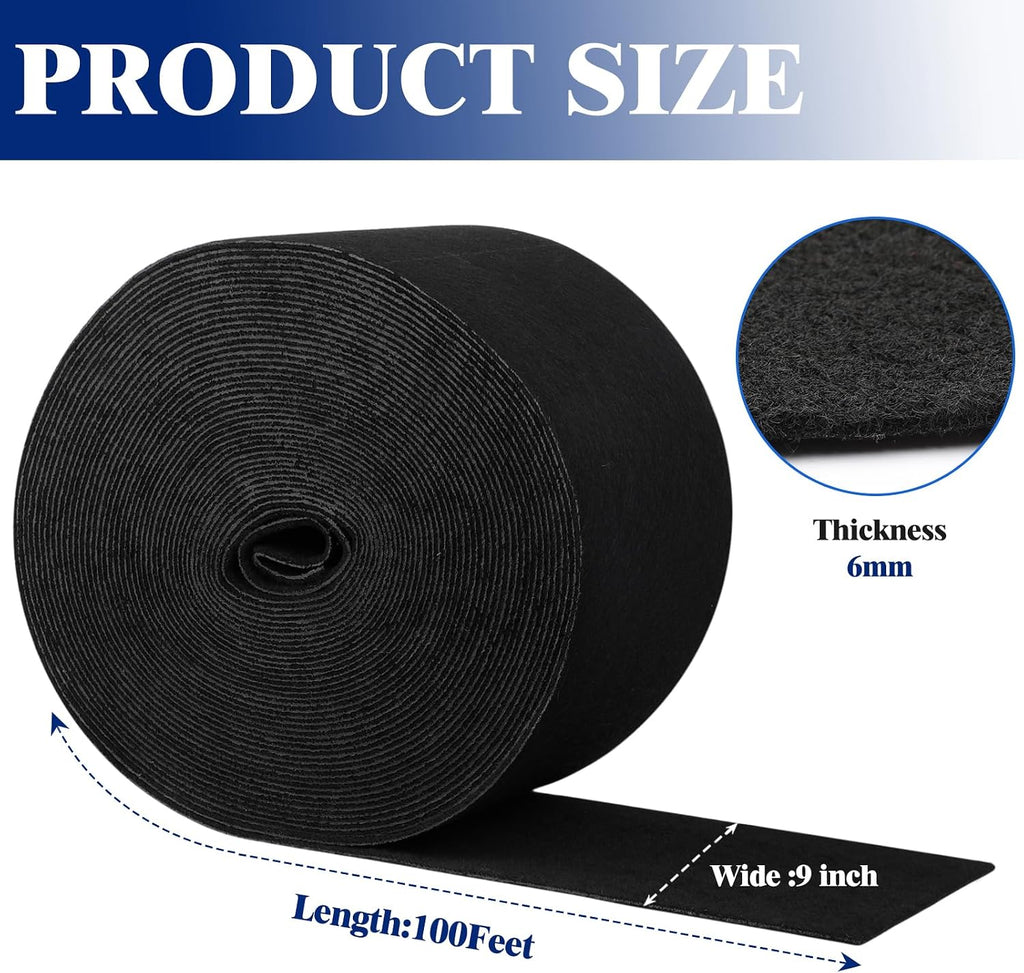 Boat Trailer Bunk Carpet 100ft x 9in Wide Roll Boat Bunk Carpet Thick Waterproof Trailer Parts Accessories Outdoor Marine Grade Jet Ski Pontoon Black Lift Runners Cover