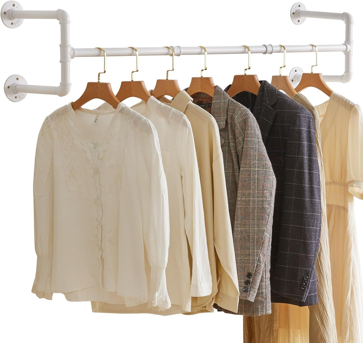 ibuyke 50" industrial pipe clothes rack wall mounted, main product view