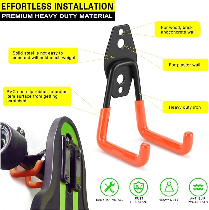 2 Pack Heavy Duty Garage Hooks Storage Organizer Wall Mount Power and Garden - Image 2