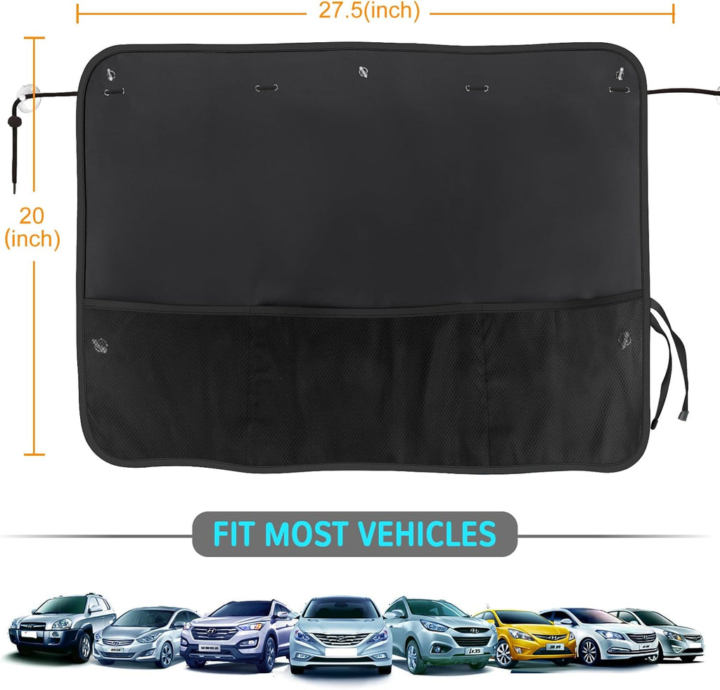 2 Pcs Car Sun Shade Side Window, Blackout Car Window Shade Privacy with Storage Net Pockets Auto Curtains for Heat/UV Protection Sun Block Covers (Black-2pcs)