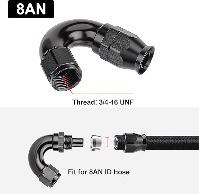 EVIL ENERGY 8AN 150 Degree PTFE One Piece Full Flow End Hose Fitting Aluminum - Image 4