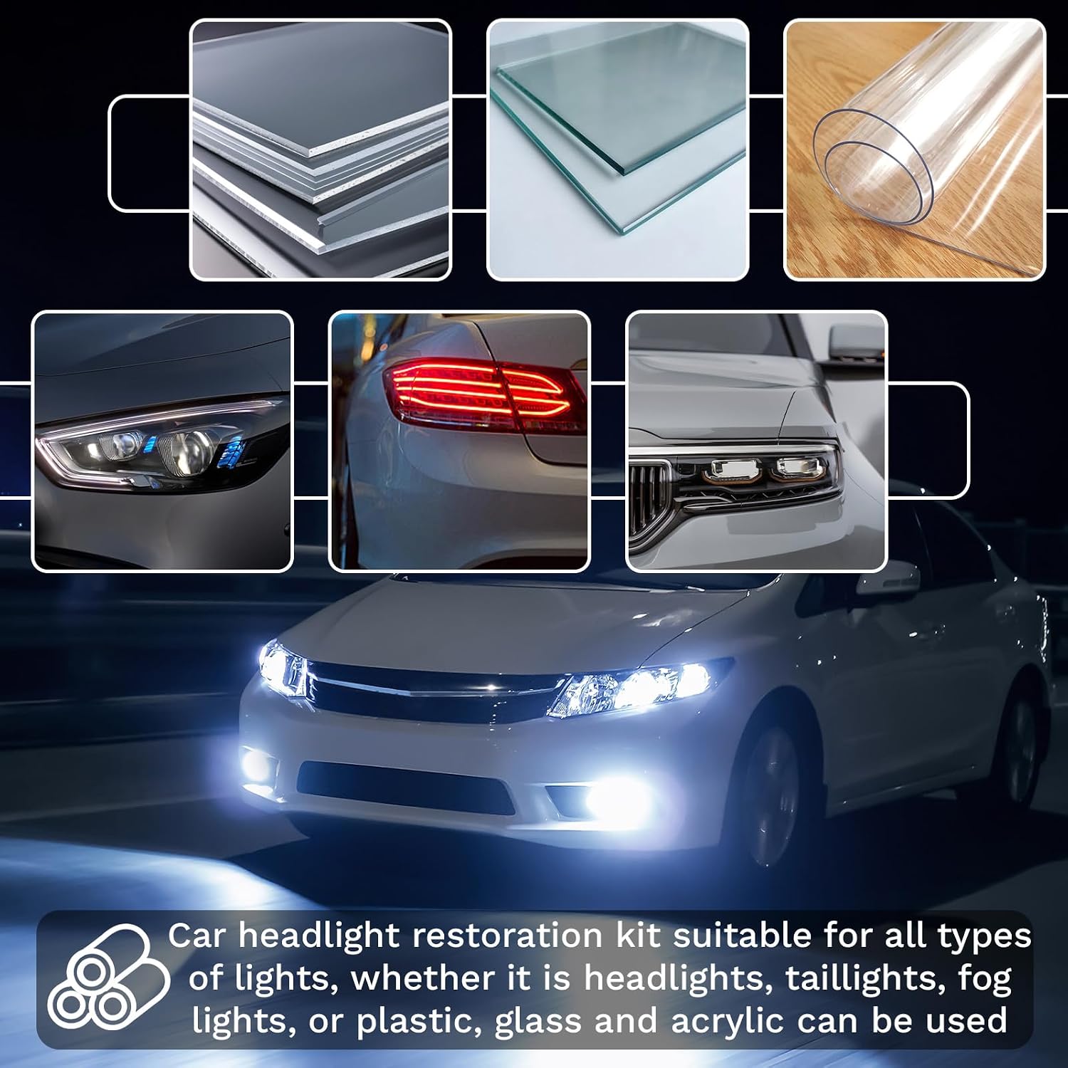 BFXM 38Pcs Car Headlight Restoration Kit, 3 Inch Headlight Polishing Kit, Headlight Cleaning Kit with Sanding Disc Scouring Pad Polishing Pad Suitable for Drill Universal for All Type of Car Headlight