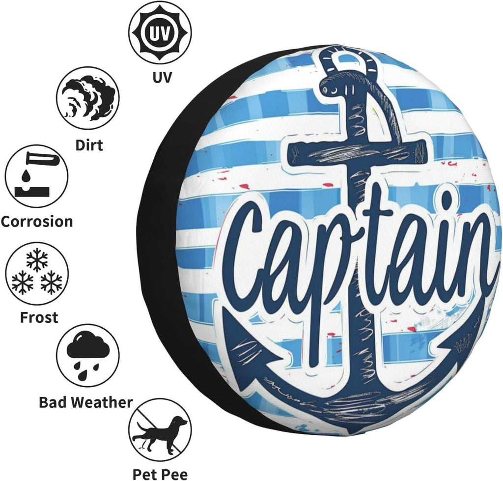 chor Nautical Art 15 inch Spare Tire Cover Waterproof Weatherproof UV Protection Heavy Duty Wheel Covers for RV Camper Travel Trailer SUV Truck Motorhome 4x4 Offroad Custom Elastic Fit Car Accessories