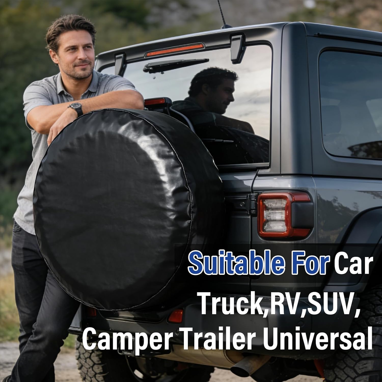 Spare Tire Cover,Waterproof Dust-Proof PVC Leather Tire Covers for Car,Truck,RV,SUV,Camper Trailer Universal,Tough Tire Wheel Soft Cover, Black(for Overall Wheel Diameter 27-29 inch)
