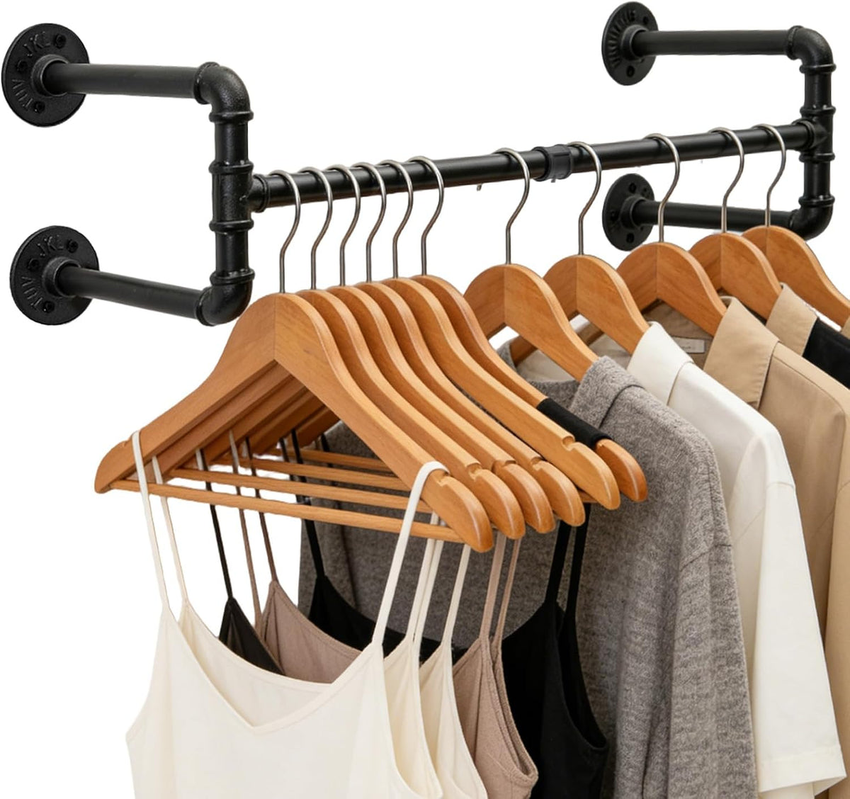 industrial pipe clothing rack, 32.6 inch wall mounted, main product view