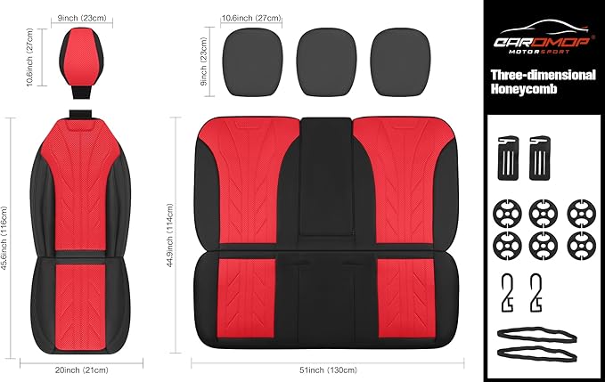 CAROMOP Luxury Faux Leather&Fabric Car Seat Covers Full Set - Image 8
