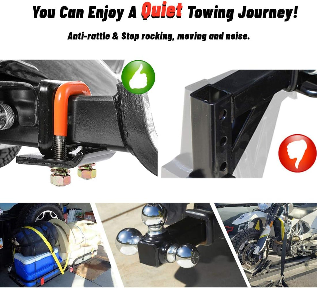 CZC AUTO Hitch Tightener Heavy Duty Anti-Rattle Stabilizer for1.25 2 Inch Hitch, Rubber Coated Lock Down Hitch Stabilizer Set with a Wrench for Hitch Tray Cargo Carrier Bike Rack Trailer Ball Mount