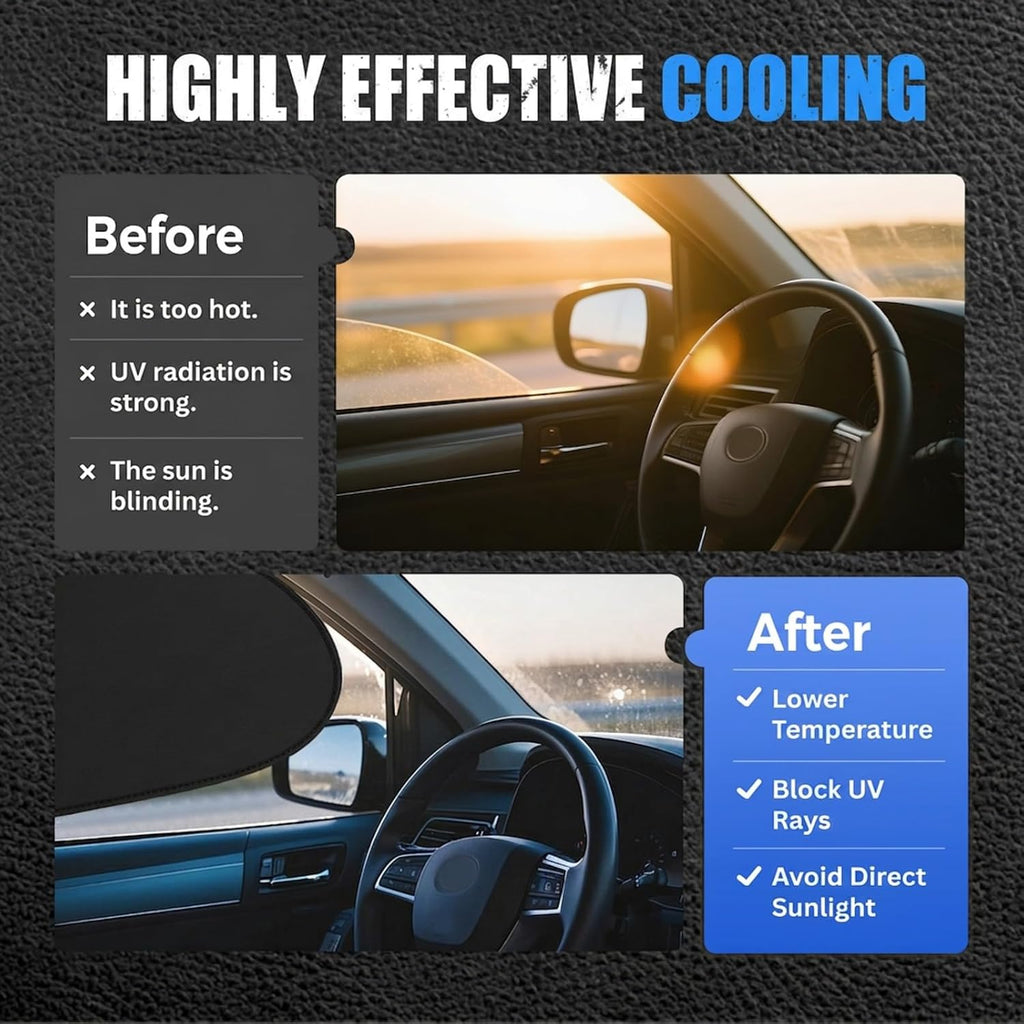 Car Side Window Sunshade, Static Cling UV Protection Sun Shade, Universal Fit for Most Vehicles (2pc Front)