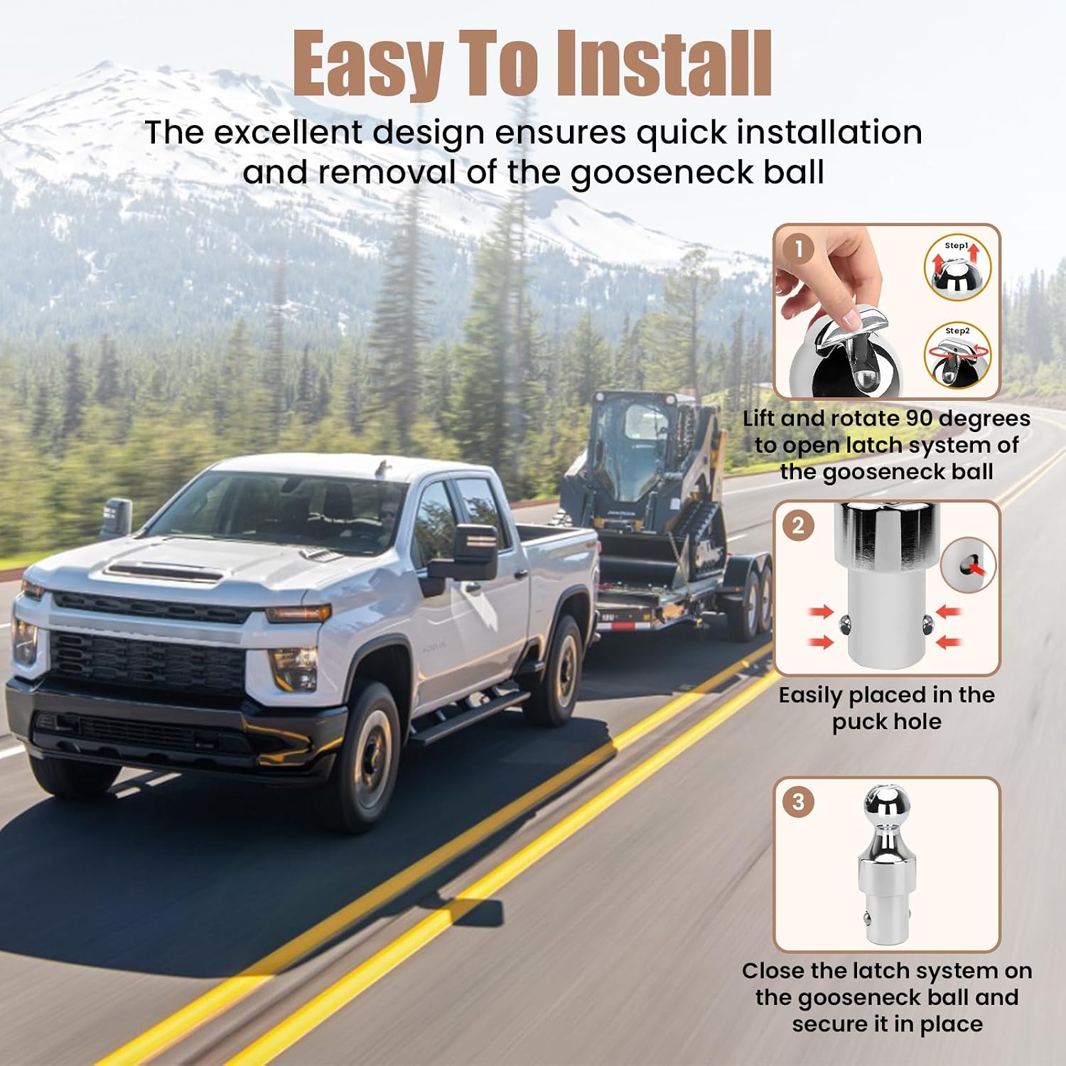 60639 Puck System Gooseneck Hitch Kit, 2-5/16 Inch Ball, Compatible with 2013-2024 Ford F250 F350 F450, 2016-2024 Chevrolet Silverado, Nissan Titan XD & GMC Sierra, 38000 lbs GTW/9500 lbs VT