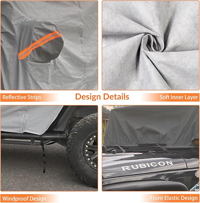 Cab Cover for Jeep Wrangler JK JL 4 Door 2007-2025, Waterproof Wrangler Rain - Image 5