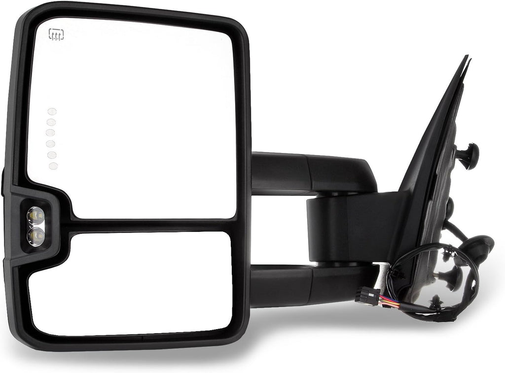 A Pair Heated Towing Mirrors Fits 2015-2019 for Chevy for GMC 2500 HD 3500 HD 2014-2018 for Chevy for GMC 1500, Power Adjusted View Mirror with LED Turn Signal Light