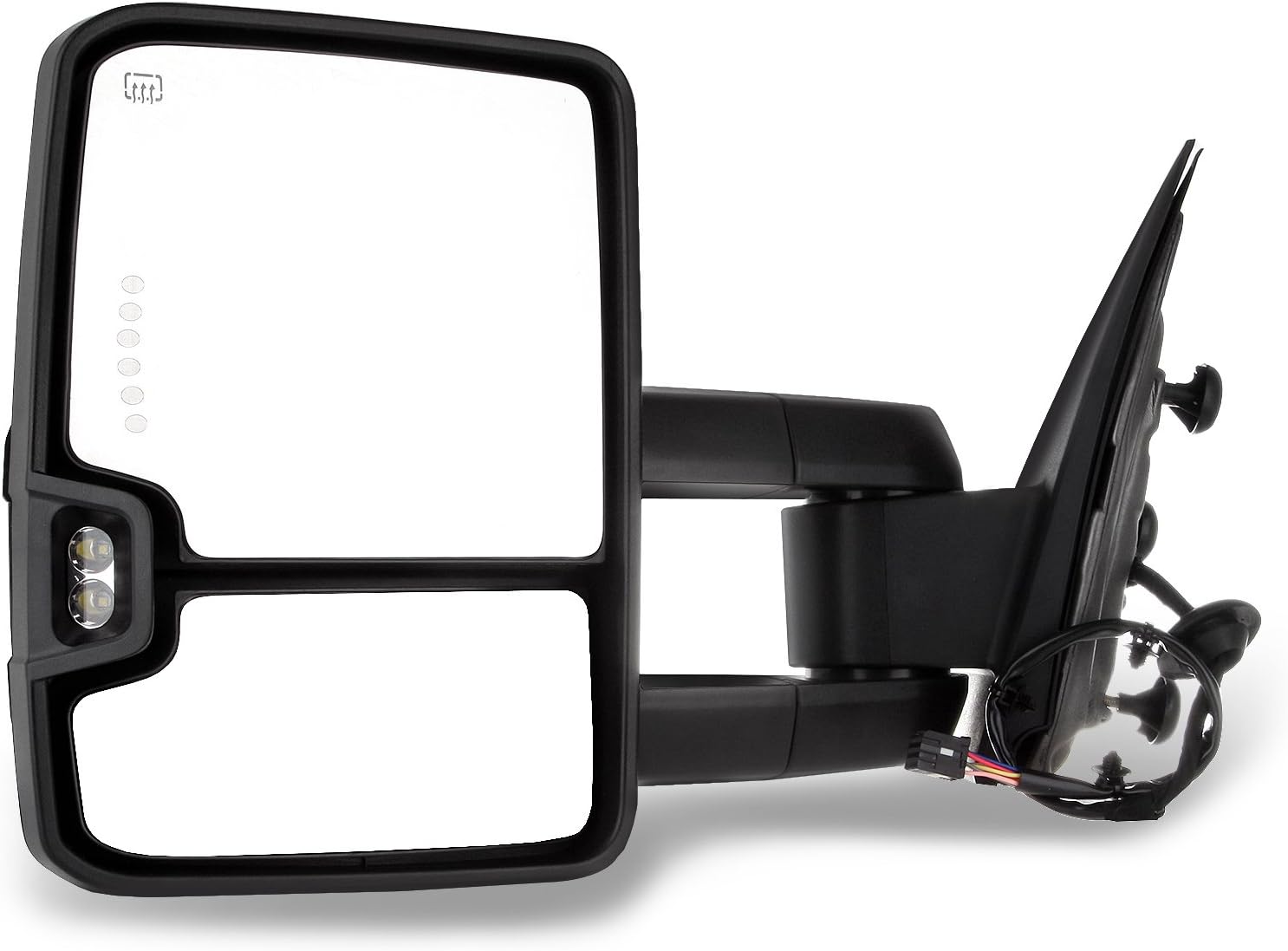 A Pair Heated Towing Mirrors Fits 2015-2019 for Chevy for GMC 2500 HD 3500 HD 2014-2018 for Chevy for GMC 1500, Power Adjusted View Mirror with LED Turn Signal Light