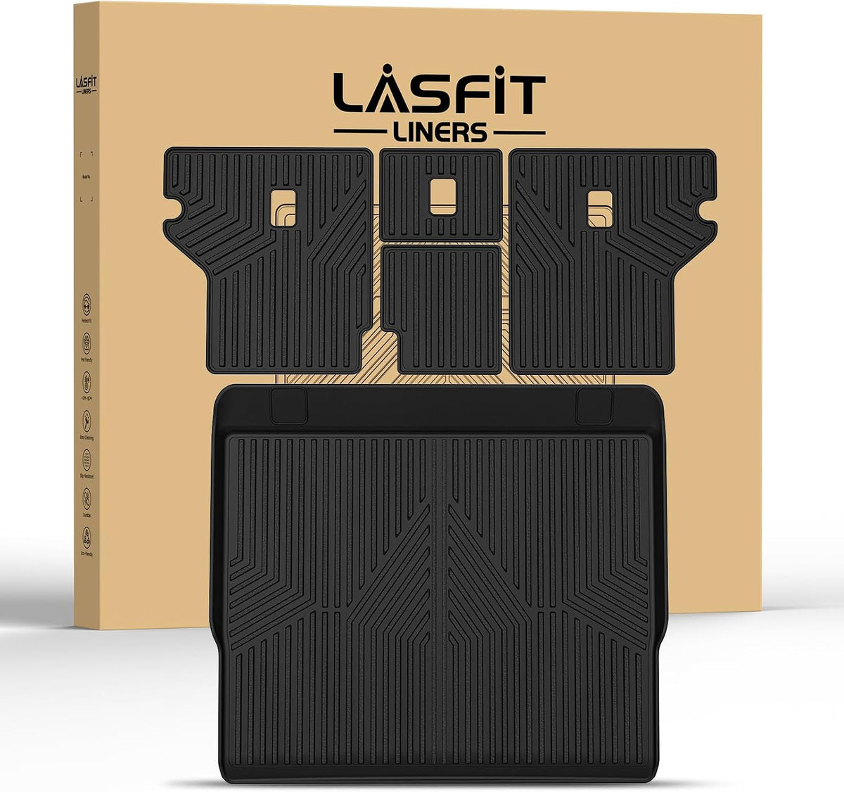 LASFIT Trunk&Seatback Mats for Toyota 4Runner 2013-2024, All Weather TPE Custom