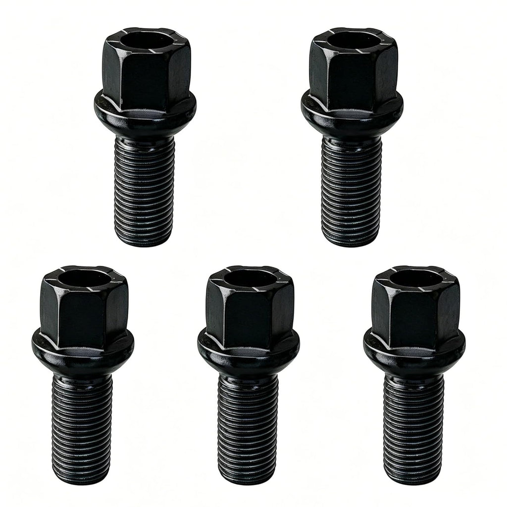 5Pcs WHT002437 Wheel Lug Nut Bolts M14x1.5 8D0601139D Wheel Lug Bolt | Replacement for VW Golf Jetta Passat Beetle CC for Audi A3 A4 A5 A6 A7 Quattro A8- Front or Rear Side (Black)