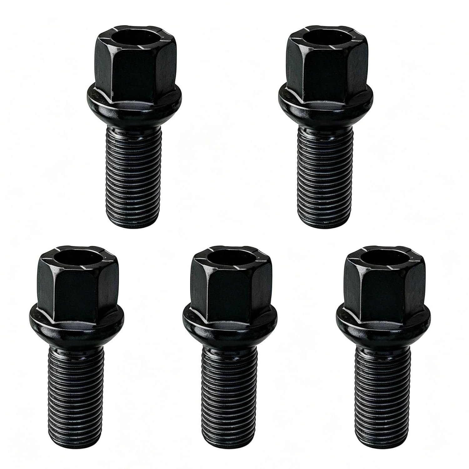 5Pcs WHT002437 Wheel Lug Nut Bolts M14x1.5 8D0601139D Wheel Lug Bolt | Replacement for VW Golf Jetta Passat Beetle CC for Audi A3 A4 A5 A6 A7 Quattro A8- Front or Rear Side (Black)