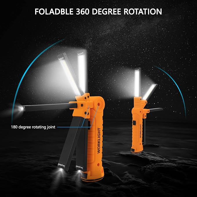 Tool Gifts for Men, Rechargeable LED Work Lights 2-Pack, Magnetic Base - Image 4