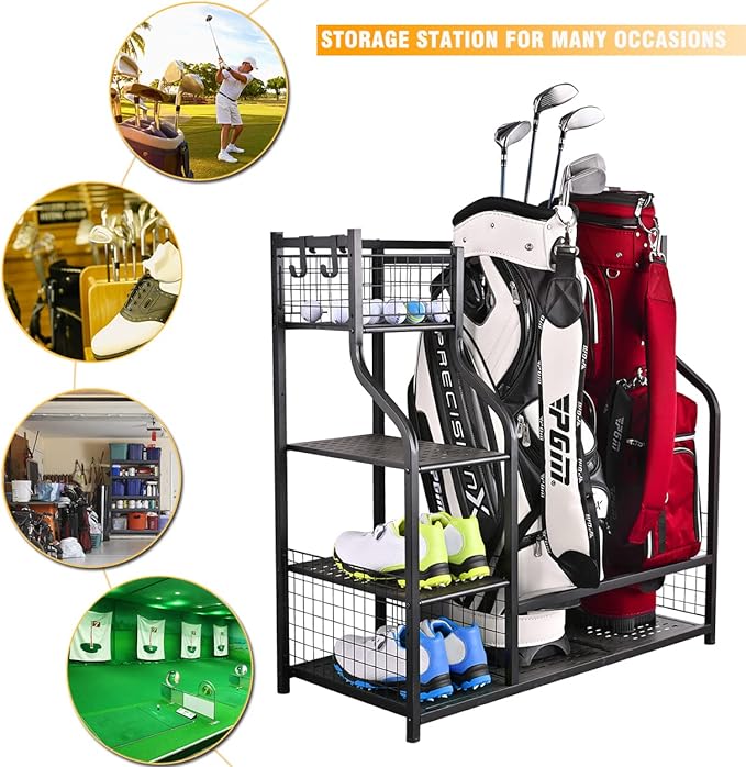 SNAIL Golf Bag Garage Storage Organizer Extra Large Size Golf Bag Rack Stand - Image 4