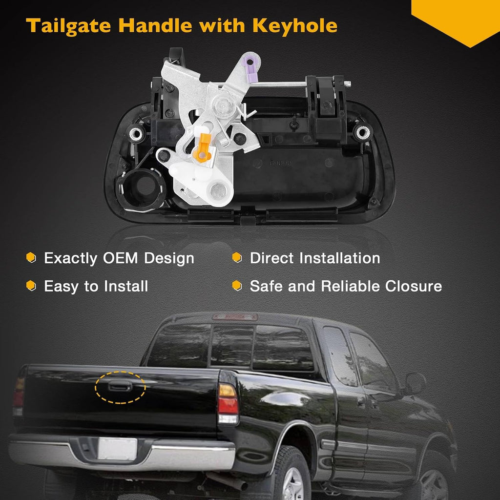 Gledewen Tailgate Handle Liftgate Latch Handle with Keyhole | for 2000-2006 Toyota Tundra | Replaces# 69090-0C010 69090-0C030-C0