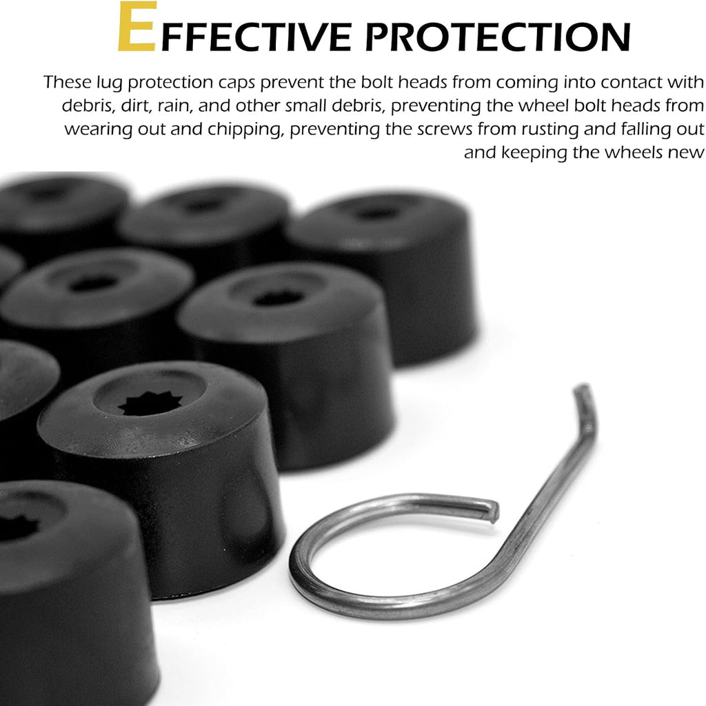 20PCS Car Wheel Lug Nut Covers, 17mm Tire Bolt Caps Compatible with VW, Jetta, Beetle, Passat, GTI, CC, Black Lug Nut Cap with Removal Tool