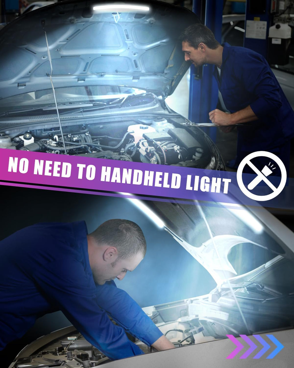 Under Hood Light Under Hood Led Light Kit for Car Engine Bay Led Light kit Car Hood Work Lights Inspection Lights with Automatic On/Off, Universal Fits Any Vehicle 12V 1Set