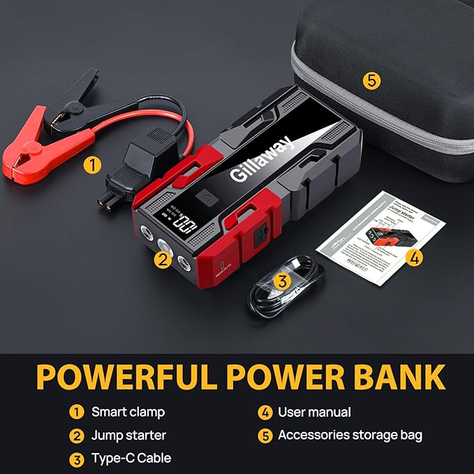 001B 3000A Car Jump Starter Battery Pack, 12V Car Battery Charger, Jump Box - Image 7