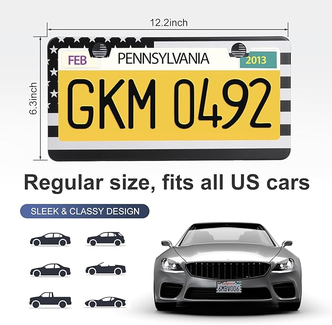2 Pack License Plate Frames, Stainless Steel Car License Plate Cover Car - Image 3