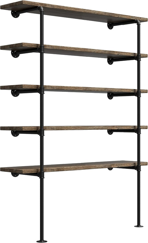 (77"tall,14"deep,2pcs) industrial retro wall mount iron pipe shelf,diy, main product view