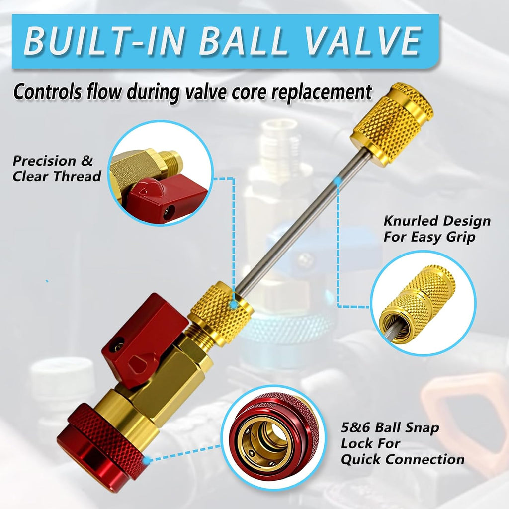 r134a r1234yf ac valve core removal tool kit-universal, close-up detail