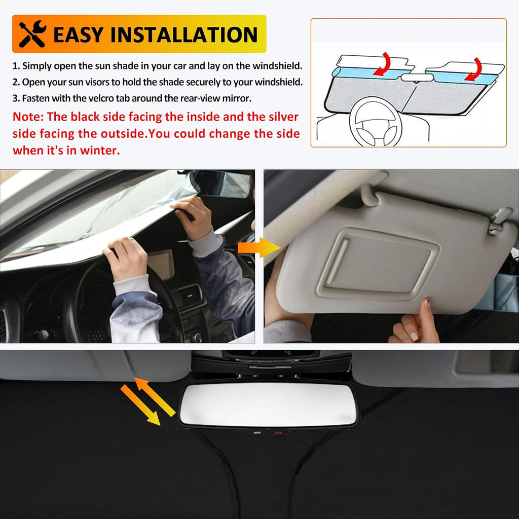 D-Lumina Front Windshield Sun Shade for 2010 2011 2012 2013 2014 Fo-rd Mustang Coupe, Foldable Front Window Sunshade Sunshade Sun Visor for UV Rays & Sun Heat Protection Interior Accessories
