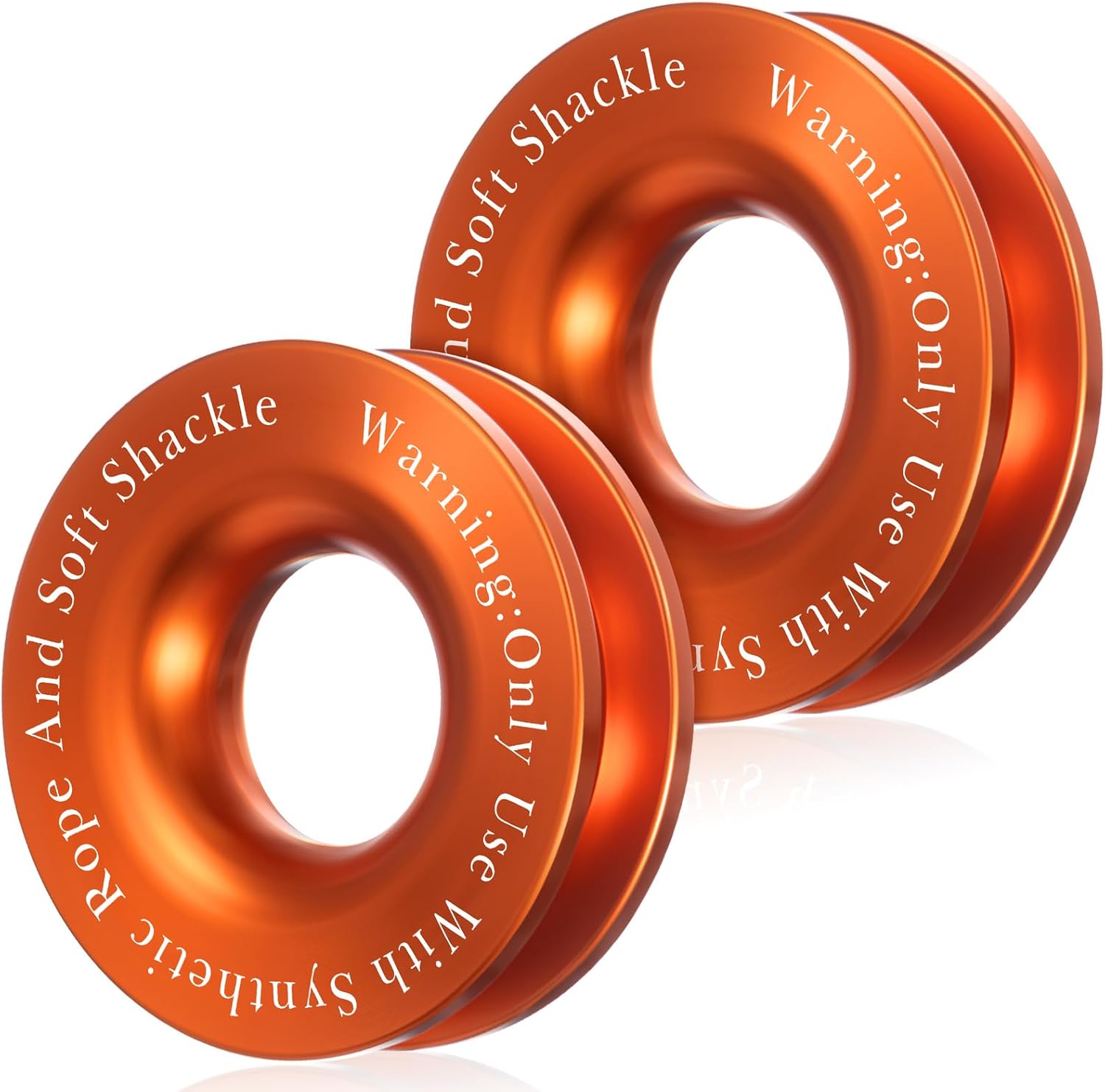 2 Pcs Winch Snatch Recovery Ring Block Pulley 66, 000 Lbs Compatible for SUV UTV ATV Off-Road Vehicle and Truck Pulley Towing Ring for Synthetic Rope and Soft Shackle (Orange)