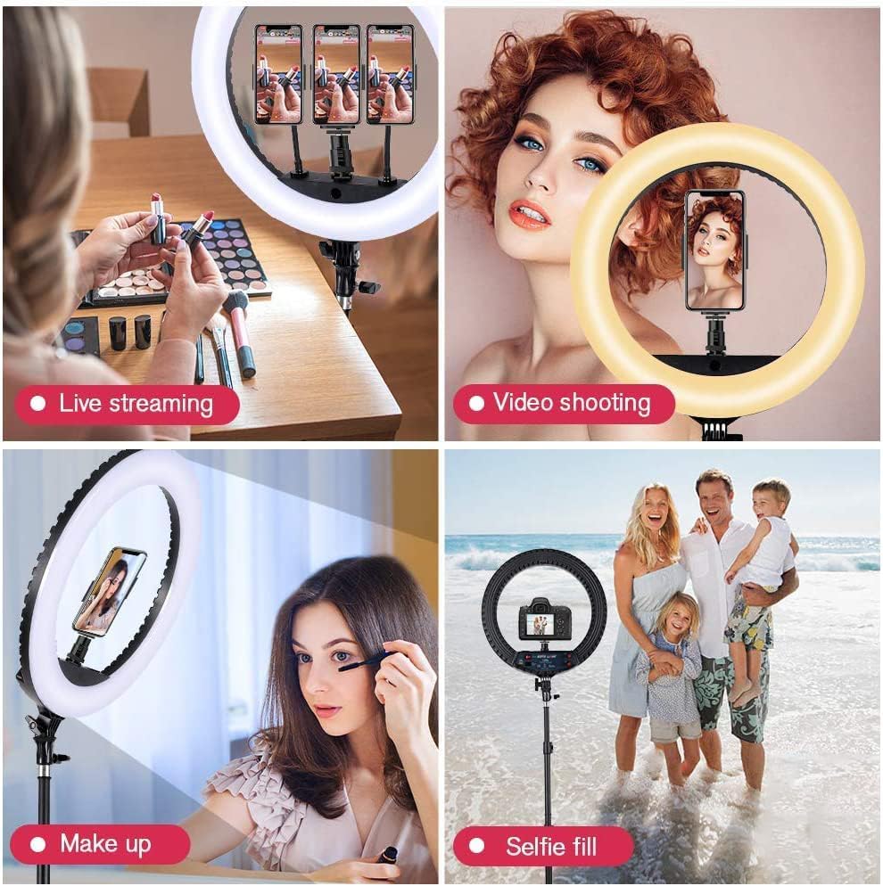 18 inch LED Ring Light with Tripod Stand Dimmable Makeup Selfie Ring Light fo...