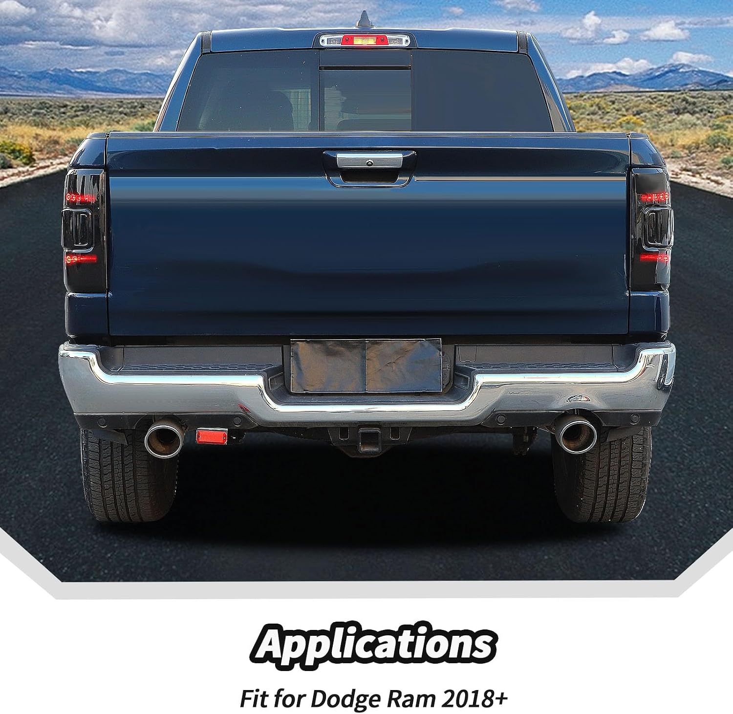 JeCar Smoked Tail Light Cover Trim Guards for 2019-2024+ Dodge Ram