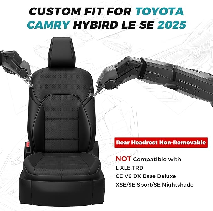 for Toyota Camry Seat Covers LE SE 2025 - Image 2