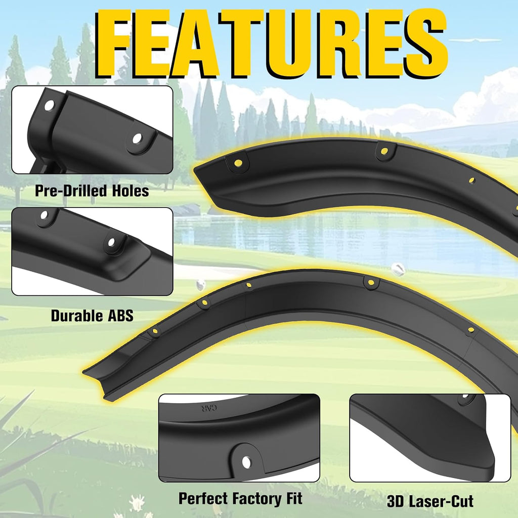Front and Rear Fender Flares for Club Car DS 1993+, Combined Mud Flaps Guards for Clubcar DS, Golf Cart Accessories, Standard and Unmodified Golf Carts Body Only