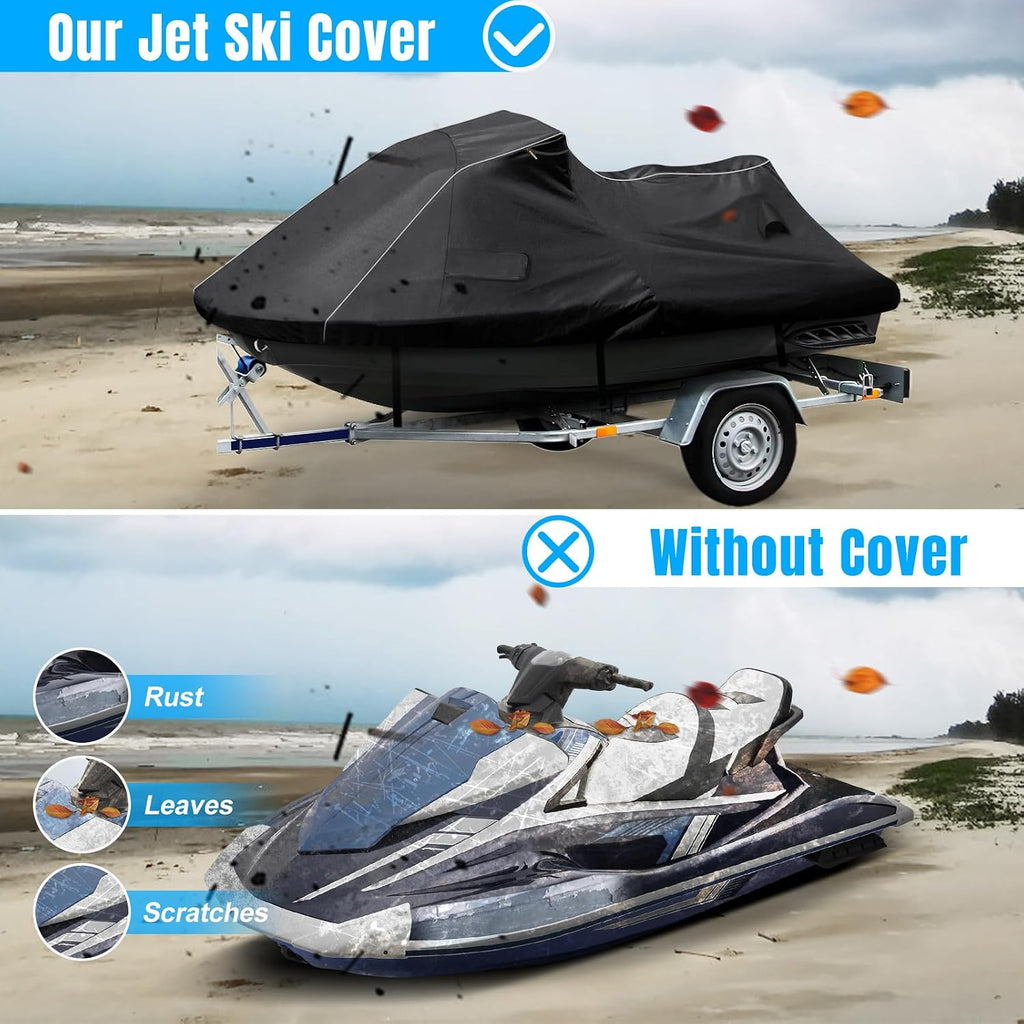 Waterproof Jet Ski Cover for Sea-doo 2010-2025 GTX,RXT,RTX-X,GTX LTD, 600D Oxford UV-Proof Jetski Covers, Trailerable Jetski Cover with Air Vents, Reflective Strips