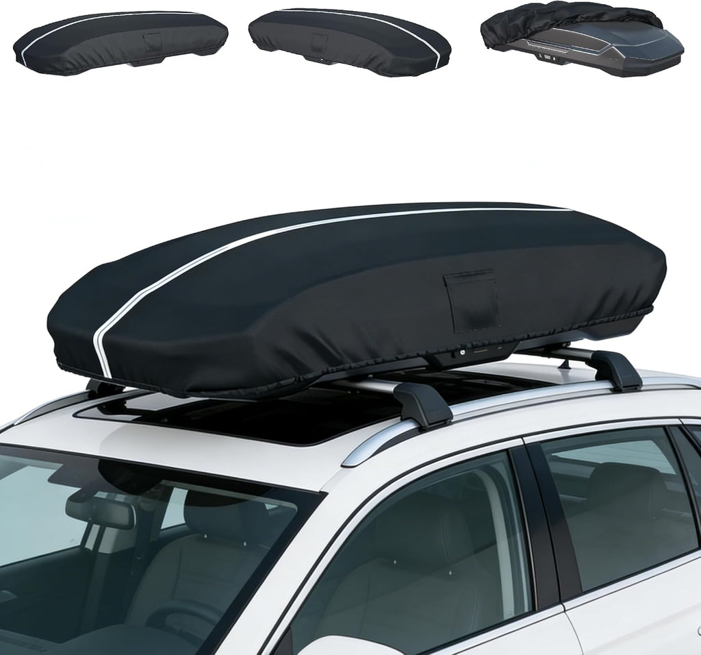 Roof Box Cover, Dimensions 93x37x18 inches, Made from Waterproof and UV-Resistant 420D Oxford Fabric. Suitable for Year-Round Outdoor use, Compatible with Thule, Yakima, and Perflex Brands.