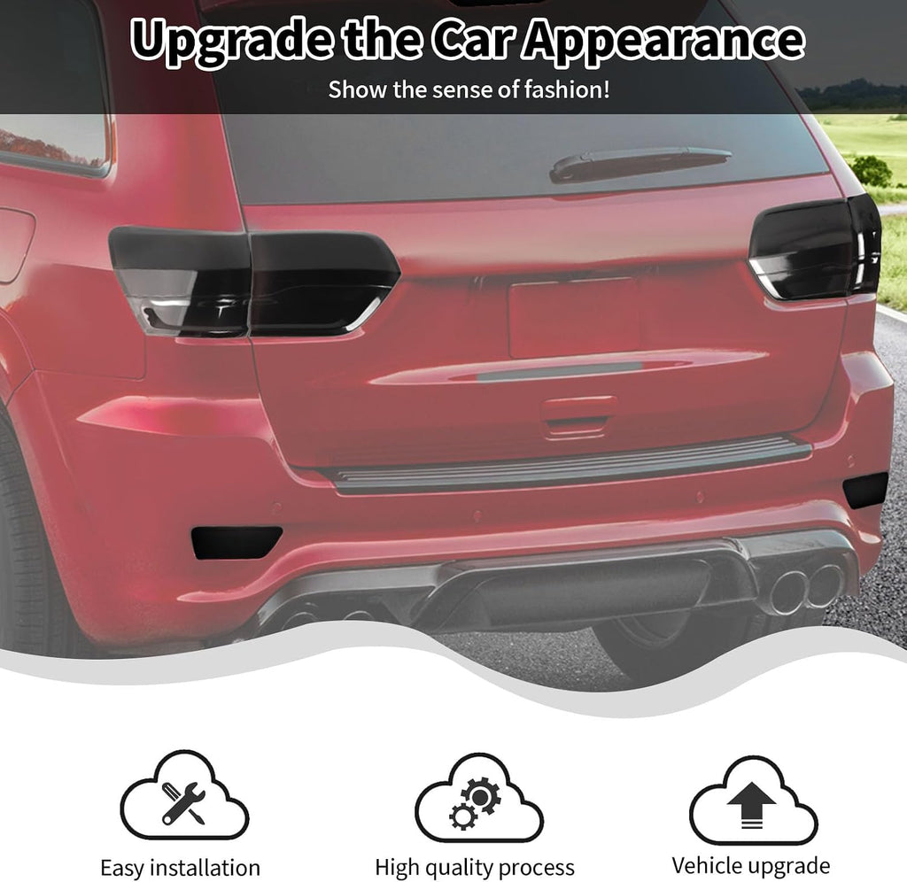 7PCS Smoked Black Tail Light+3rd Third Brake Lamp Light+Front Fog Light Lamp Cover Guard Replacement Kit for 2014-2020 Jeep Grand Cherokee Third Brake High Mount Brake Rear Light Fog Light Cover