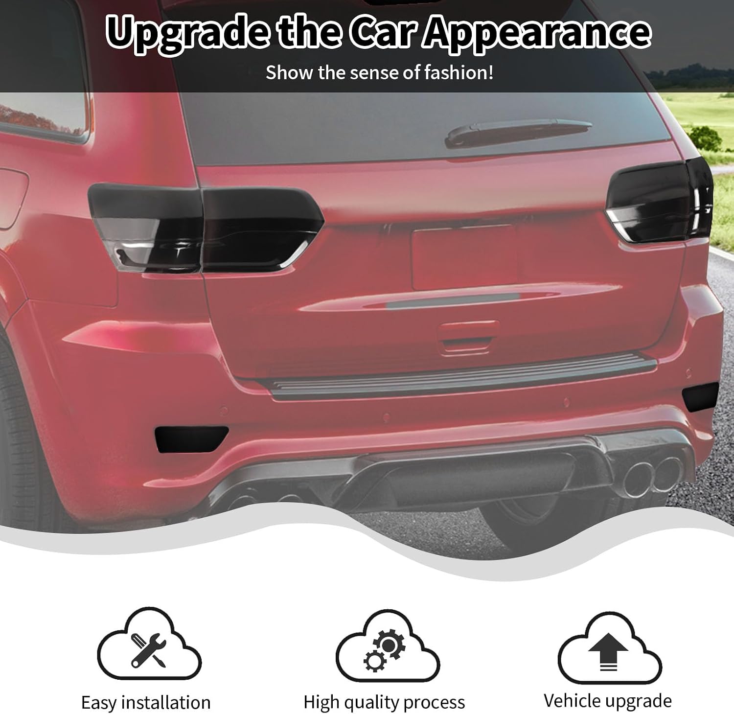 7PCS Smoked Black Tail Light+3rd Third Brake Lamp Light+Front Fog Light Lamp Cover Guard Replacement Kit for 2014-2020 Jeep Grand Cherokee Third Brake High Mount Brake Rear Light Fog Light Cover