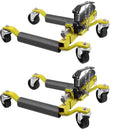 Hydraulic Car Wheel Dolly Set – 1500 lbs Capacity – Vehicle Positioning Jack – Heavy Duty for Truck, RV, Trailer – 2-Piece, Yellow, Top-Mounted Oil Cylinder