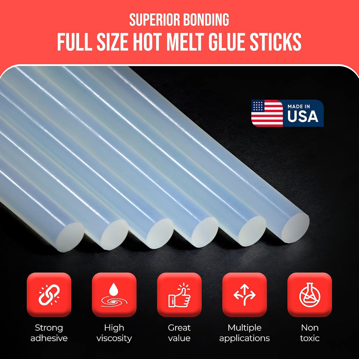 full size hot melt glue sticks for glue shown in use