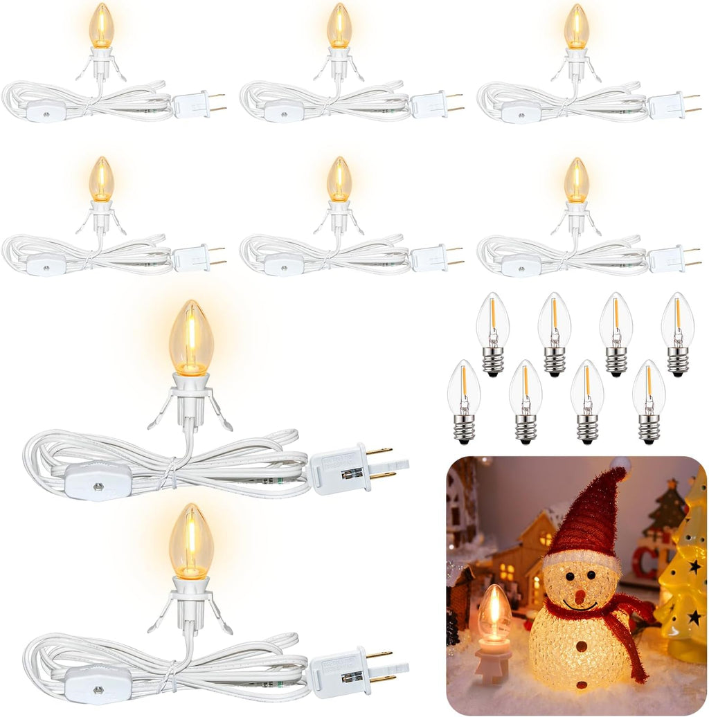 8 set 6ft white lamp cord with switch, main product view
